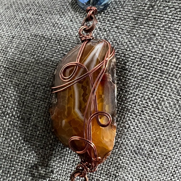 Wire Wrapped Necklace Handmade With Crystals of Various colors, Measures 24” in - Picture 8 of 12